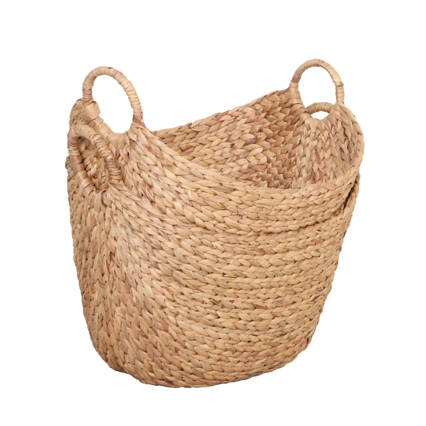 Set of 2 Extra Large Natural Water Hyacinth Storage Baskets, Decorative Boat Shape for Blankets, Toys & Home Organization