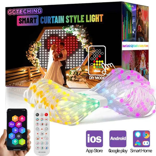 GCTECHING Christmas LED Smart Curtain Lights Room  App DIY RGB Fairy Lights  Music  Window Strip Lights Home Room Decoration