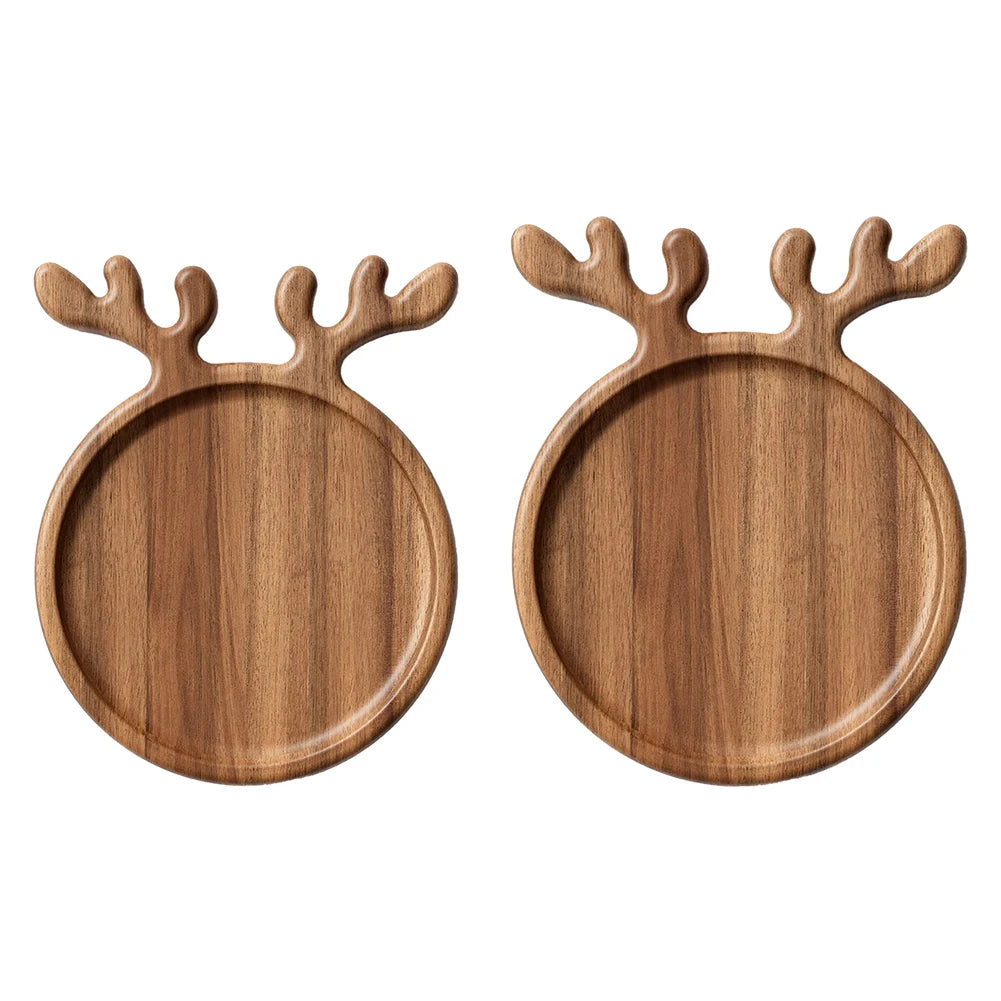 Appetizer Platter Decorative Food Dish Plate with Antler Handle Charcuterie Board Breaded Steak Dinner Plate Dessert Snacks Tray