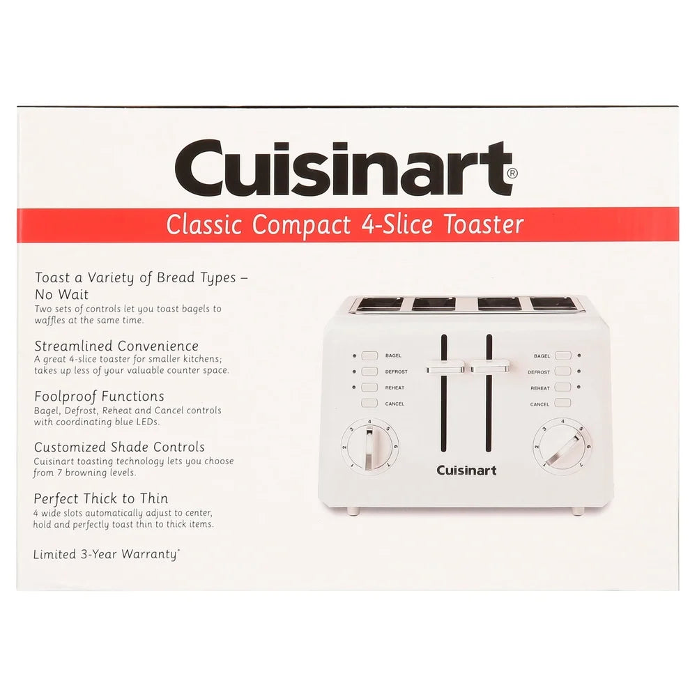 4 Slice Compact Toaster with High Lift Carriage Dual Controls 7 Shade Settings Reheat Defrost Bagel Function Slide Out Crumb