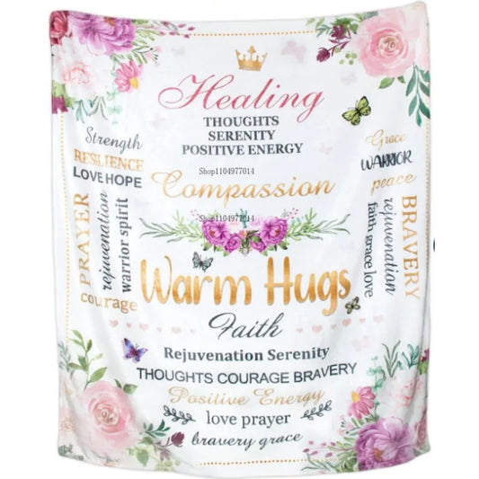 Inspirational gifts, warm hug healing blanket, breast cancer patient gifts, missing you gifts for women, soft blanket