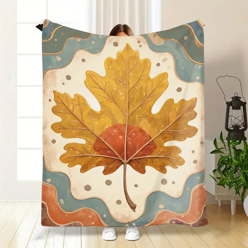 Flannel Blanket-Soft Lightweight All-season Autumn Leaves Soft Baby Blanket Cozy Newborn Throw For Kids Bedding