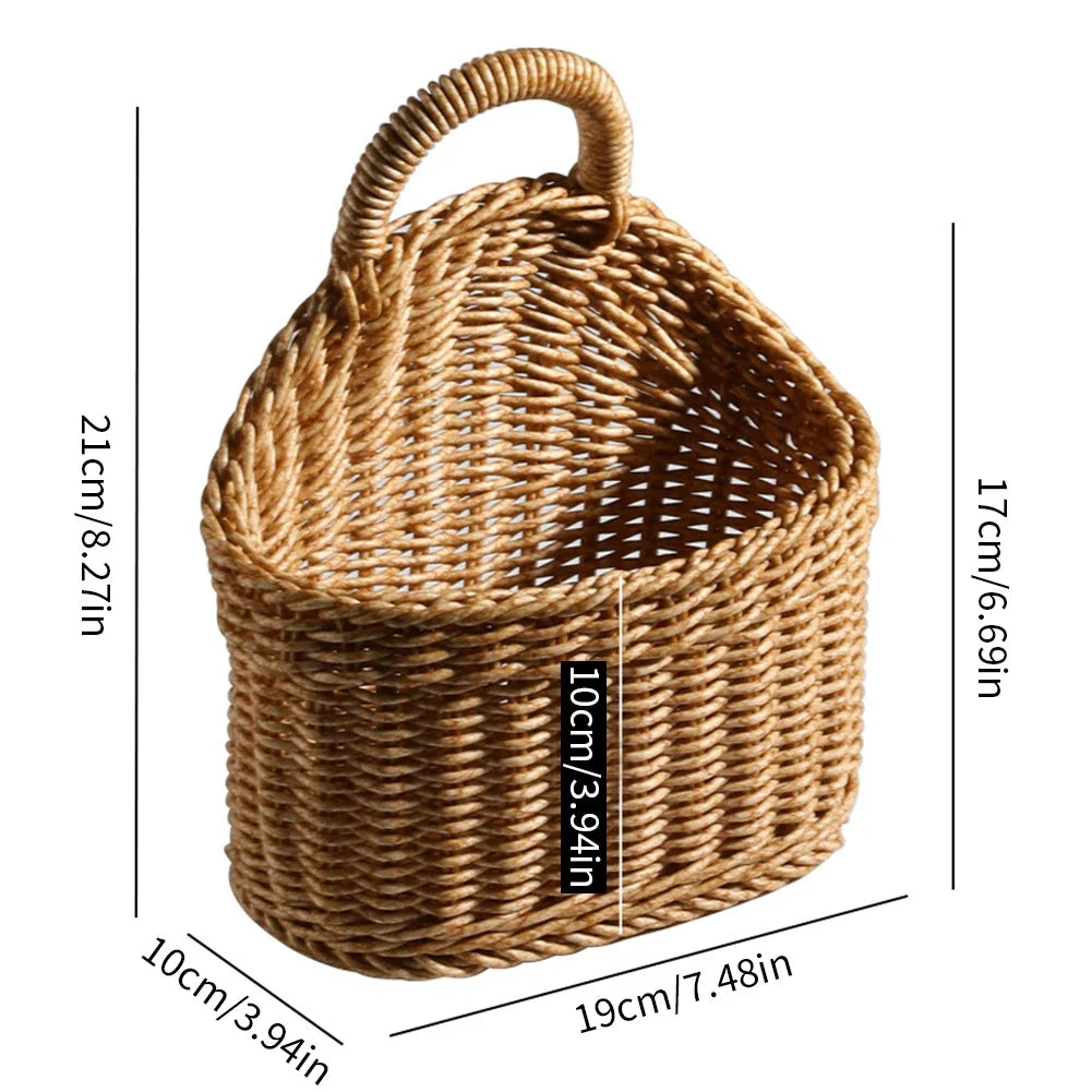 Home Decor Hanging Woven Storage Basket Hand-woven Wall Basket Fruit Sundries Organizer Hanging Baskets