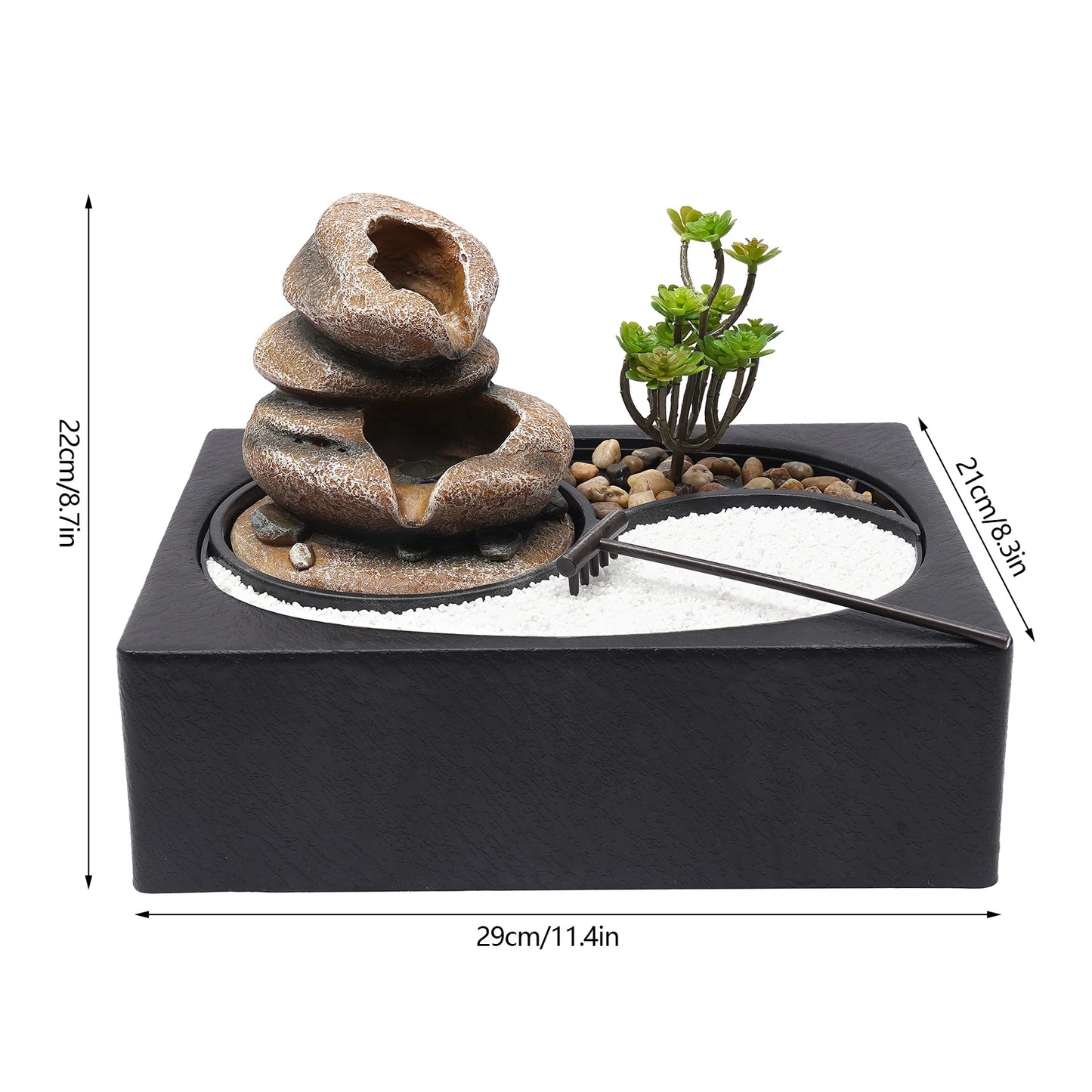Indoor Relaxation Desktop Fountain Waterfall With Rockery Sand Garden Perfect for Office Home Bedroom Desk Decoration