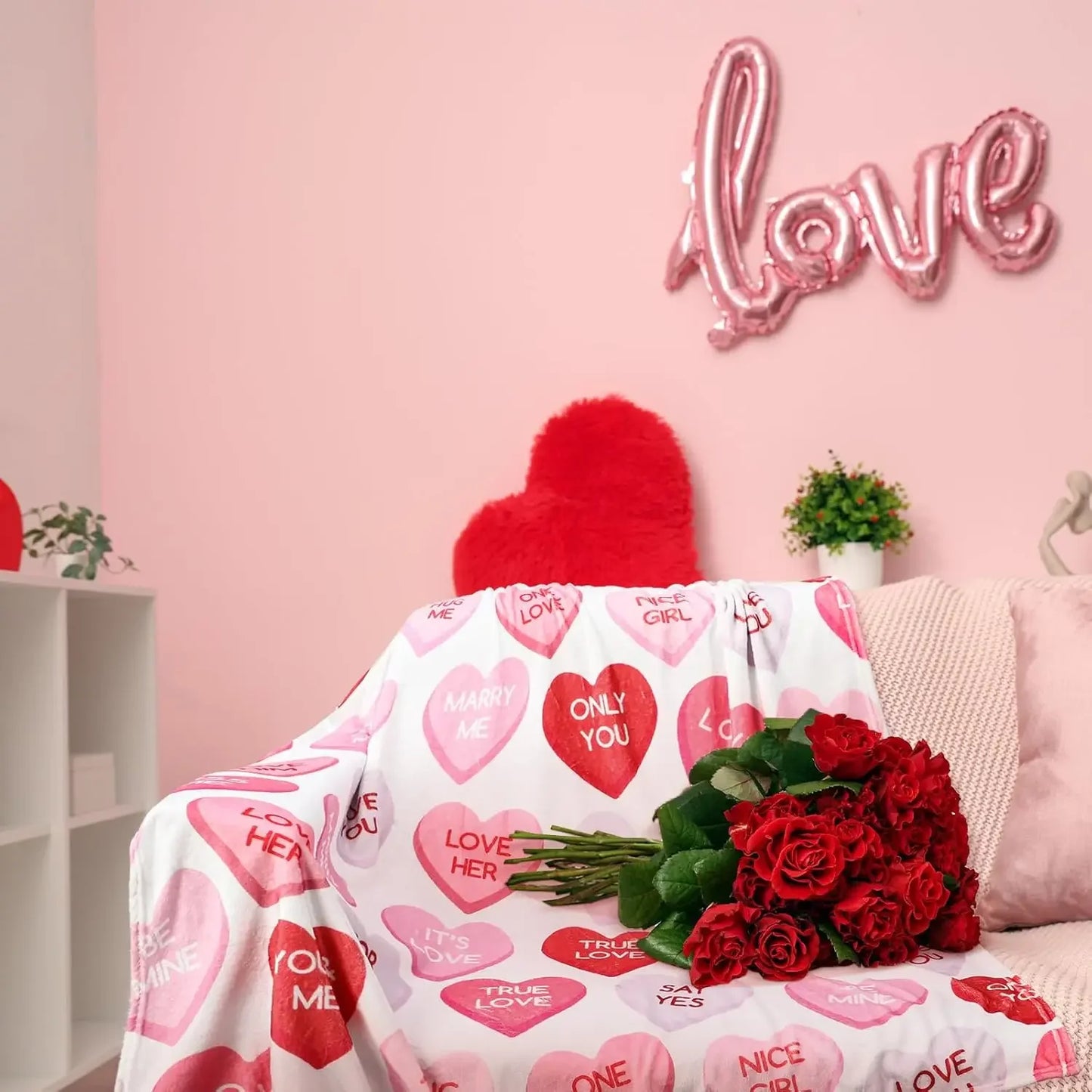 Valentine's Day Blanket Throwing Gift Candy Beloved Throwing Blanket Sofa Soft Warm Bed Blanket Children Men's Dialogue Party