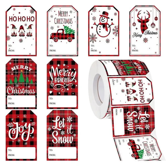 Christmas Tag Stickers Paper Self-Adhesive Waterproof Packing Tags For Christmas Multifunctional Packing Labels 500X Name Tags