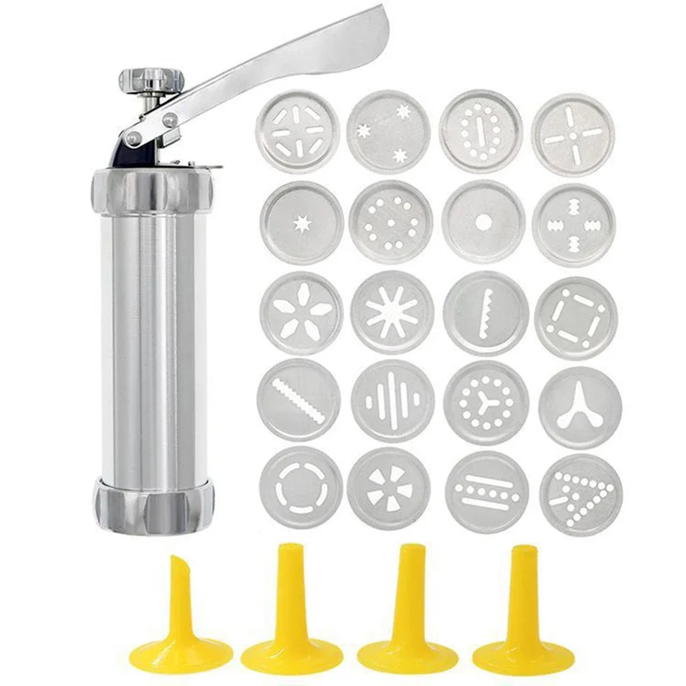 Cookie Press Gun with 13 Cookie Discs+8 Icing Nozzles DIY Cookie Maker Deluxe Cookie Maker for Making and Decorating Cookies