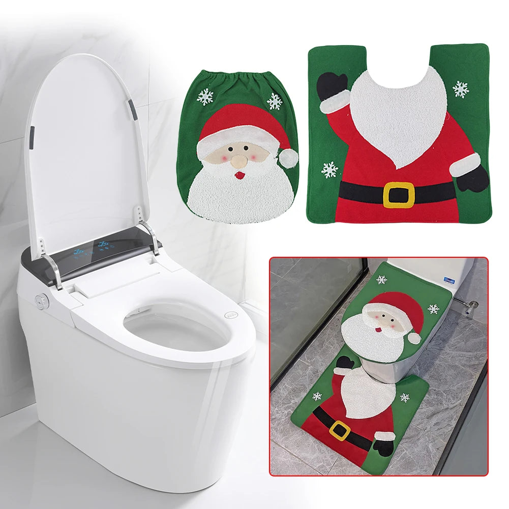Christmas Toilet Cover Set Deer Toilet Cover Soft Snowman Toilet Cover Christmas Bathroom Decor Toilet Seat Cover and Rug Set