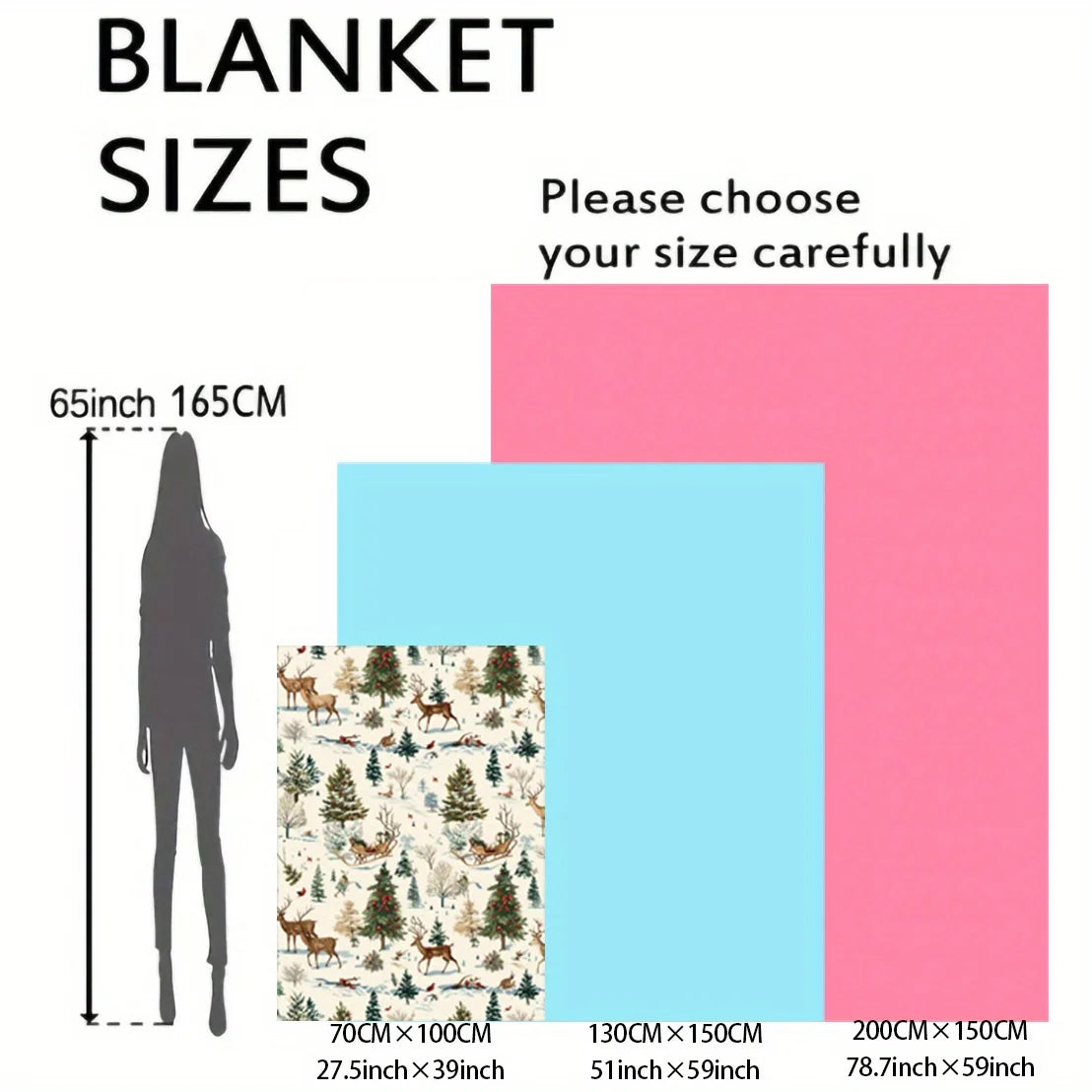 Cozy Christmas-Themed Flannel Throw Blanket - Soft, Lightweight & Warm for All Seasons - Perfect for Bed, Sofa, Office, Camping