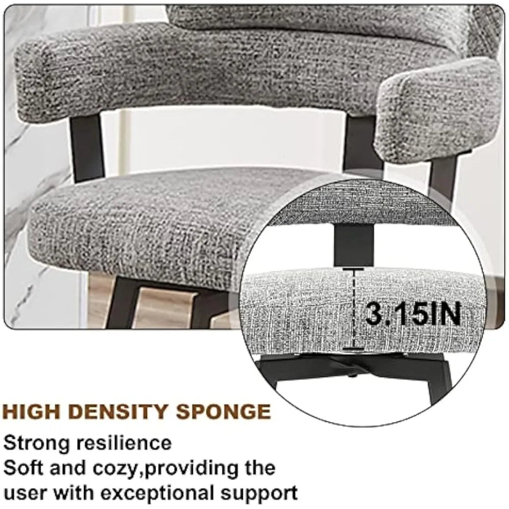 Counter Height Bar Stools with Full Back Metal Footrest, Modern Barstools for Kitchen Counter, Island, Dining Room, Grey