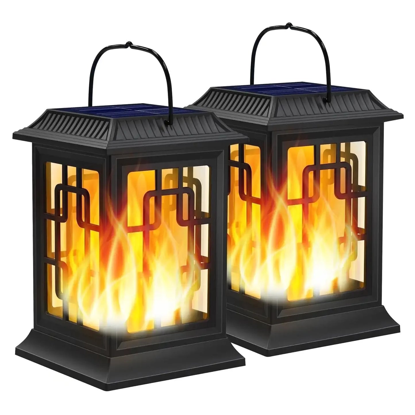 IP65 Waterproof Hanging Solar Light, Garden Solar Flame Light LED Lantern Light for Patio, Pathway, Deck, Yard (2 Pack)