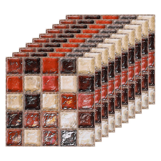 25Pc Peel and Stick Wall Sticker 3.94"x3.94" Waterproof Small Size Mosaic Self-Adhesive Stickers Decorative for Kitchen Bathroom
