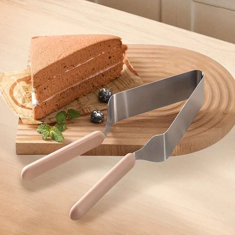 Stainless Steel Cake Lifter Set - Triangle Slicing Server, Layer Separator, and Transfer Tool for Even Portions, Non-Scratch (3-