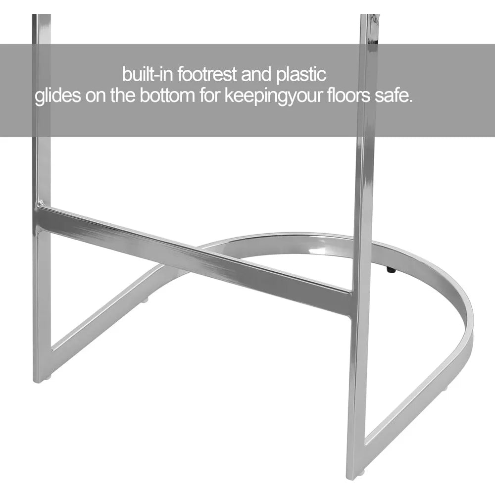 Counter Height Bar Stools Set of 3, Modern 26" Counter Stools with Back and C-Shaped Metal Frame, Upholstered Faux Leather