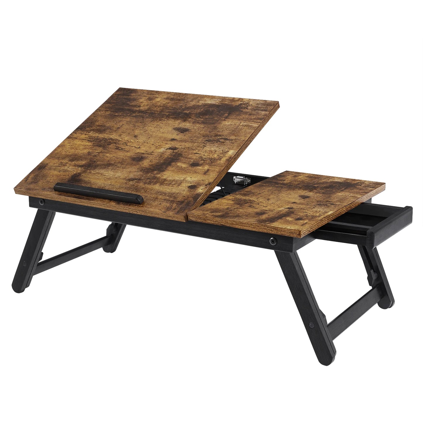 SONGMICS Laptop Desk for Bed or Sofa with Tilting Top, Breakfast Serving Tray with Folding Legs, Fits up to 15.6 Inches Screen