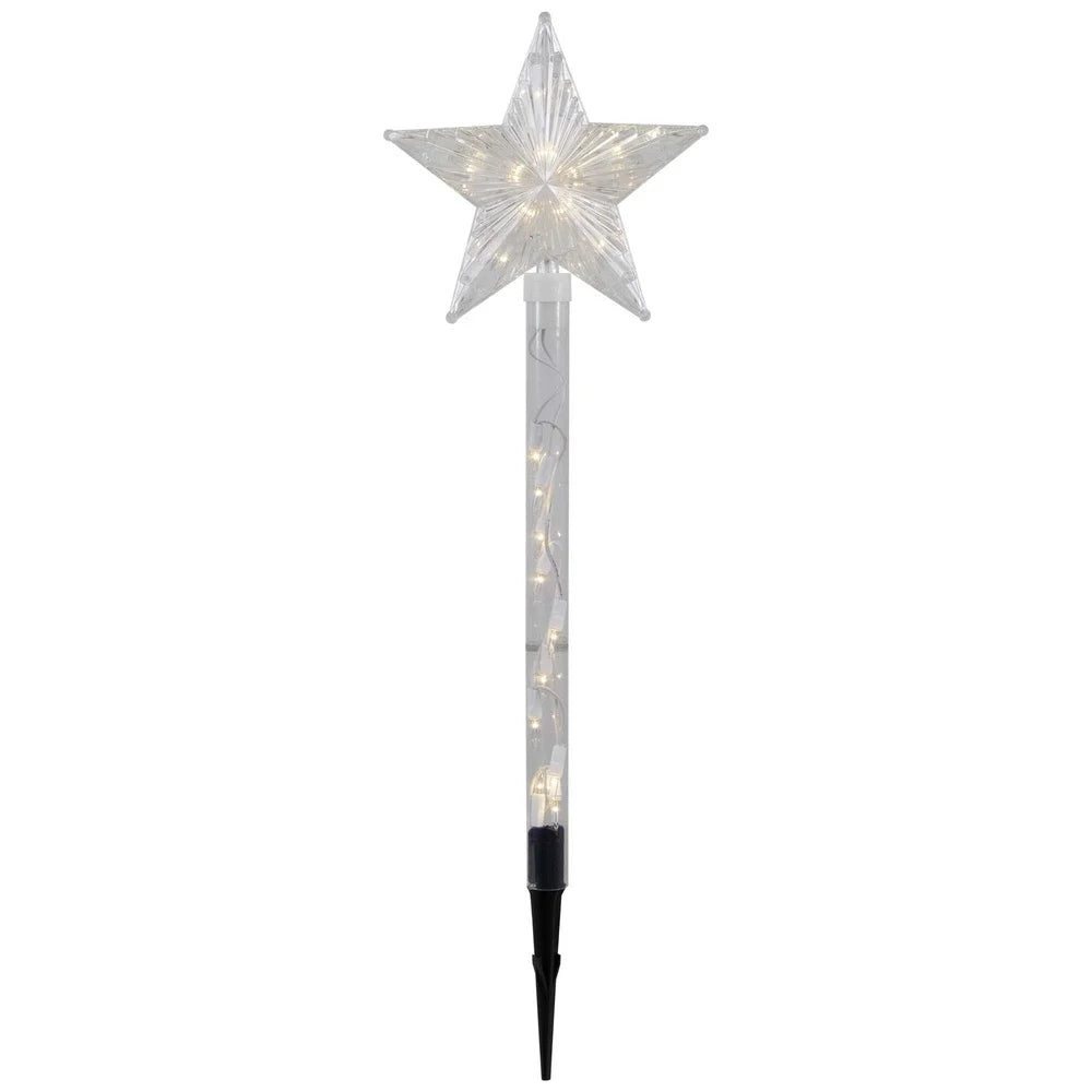 Lighted Star Christmas Pathway Markers 4ct Clear Mini Lights Outdoor Lawn Stakes Decorations Yard Holiday Decoration