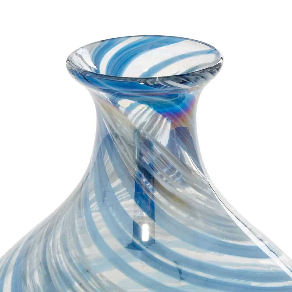 Unique Handmade Blown Glass Vases Set of 2 Round Shape Modern Decor Indoor Accent Contemporary Spaces