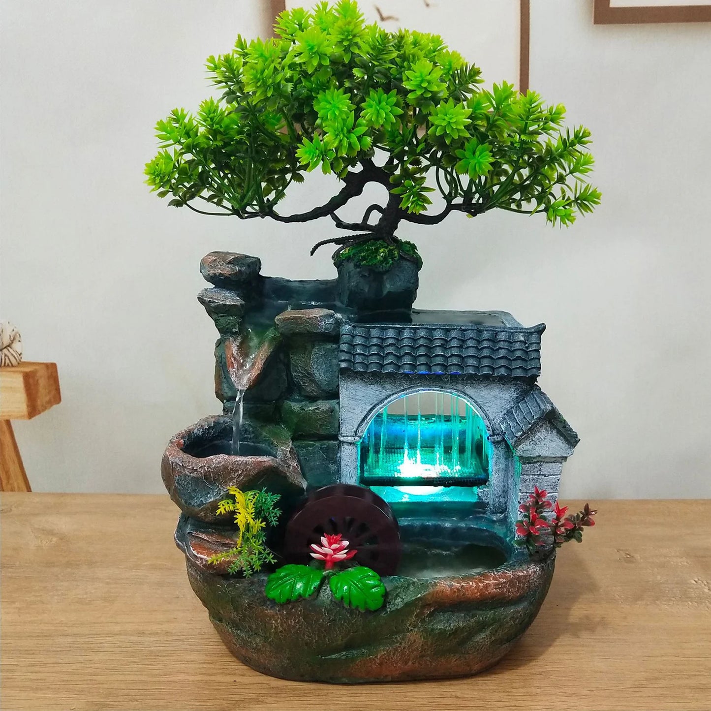 Miniature Mountain Waterfall Bonsai: Simulated Natural Landscape for a Relaxing, Tranquil Atmosphere in Your Home or Office