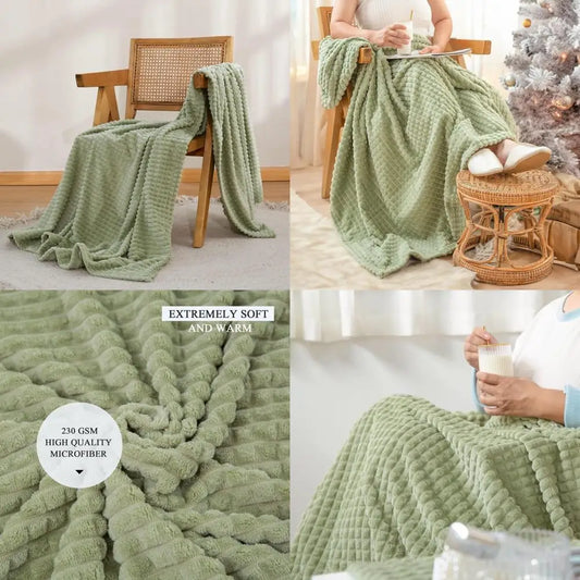 simple&opulence sage green throw blanket-super soft fluffy blankets 50x70 inches cozy lightweight fleece blanket for couch bed o