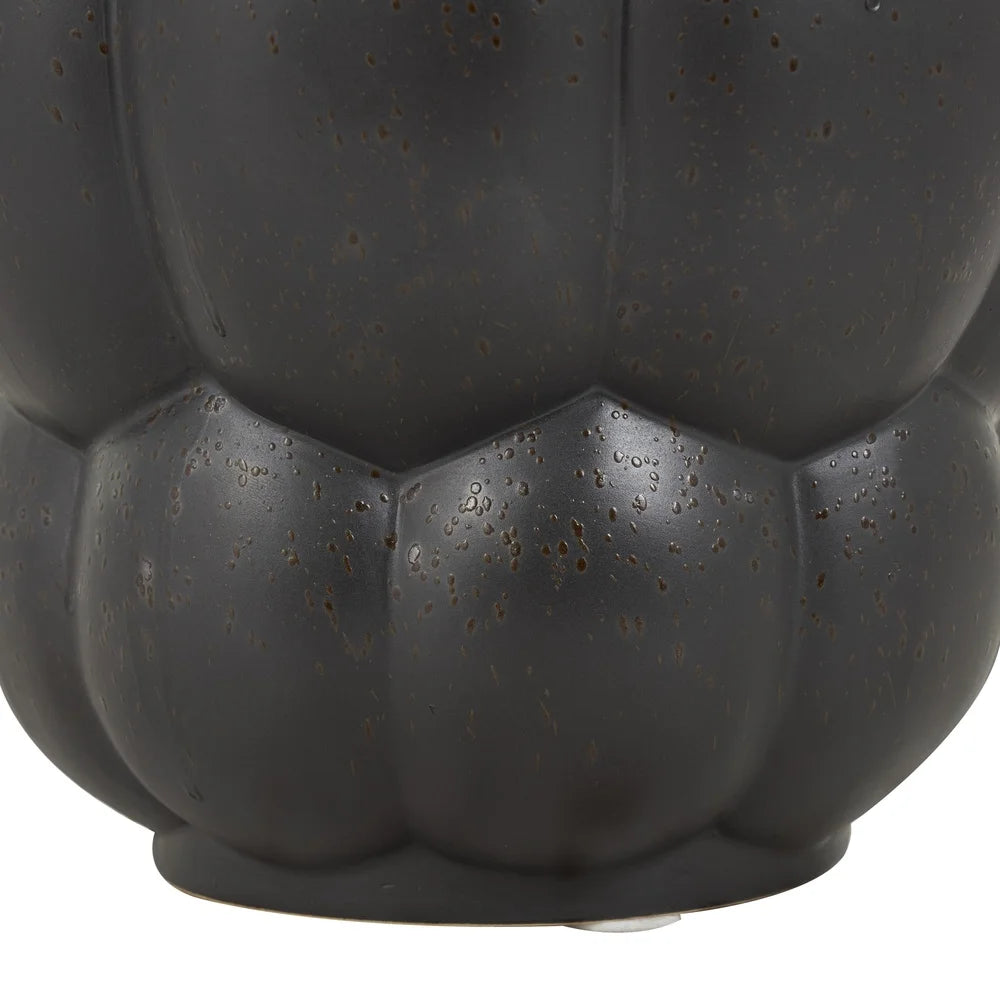 Contemporary Black Ceramic Bubble Vase Distressed Textured Surface Unique Home Accent Modern Centerpiece Gift Decor