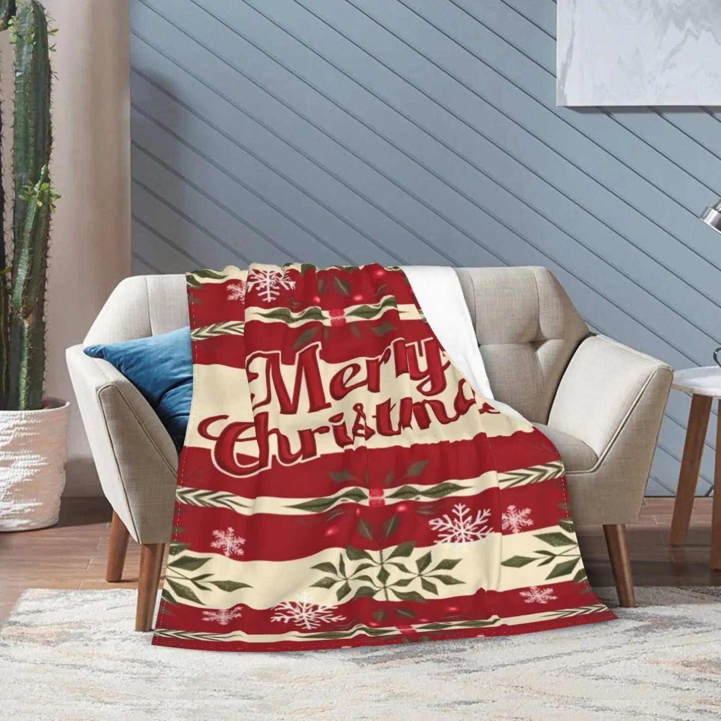 1pc Throw Merry Christmas  Flannel Blanket for Couch Bed Sofa Xmas Winter Soft Comfy Warm blankets for Christmas Gift