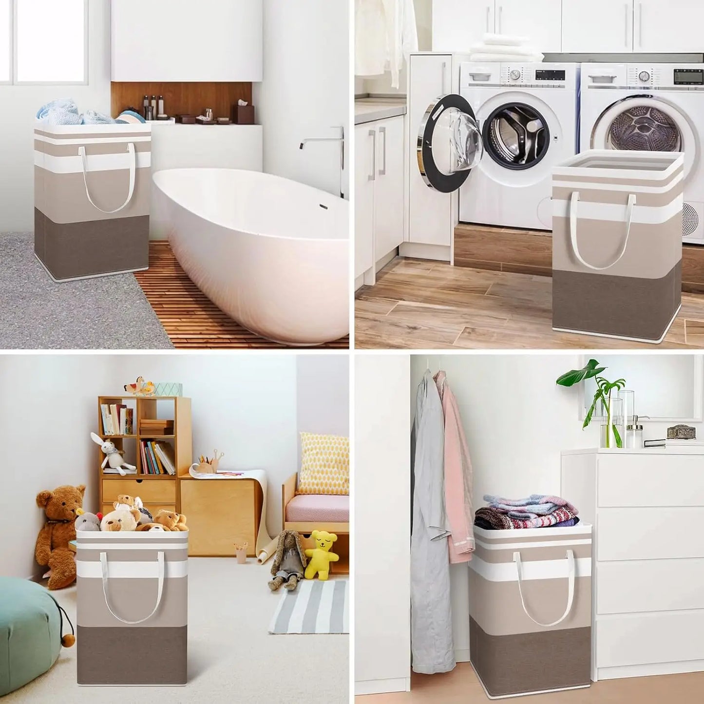 2-Pack Large Laundry Basket, Waterproof, Freestanding Laundry Hamper,Collapsible Tall Clothes Hamper with Extended Handles (75L)
