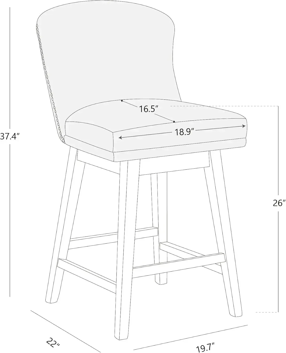 XMSJ.Counter Height Swivel Barstools, FSC Certified Upholstered Performance Fabric Bar Stools Set of 2, 26" Seat Height, Tan