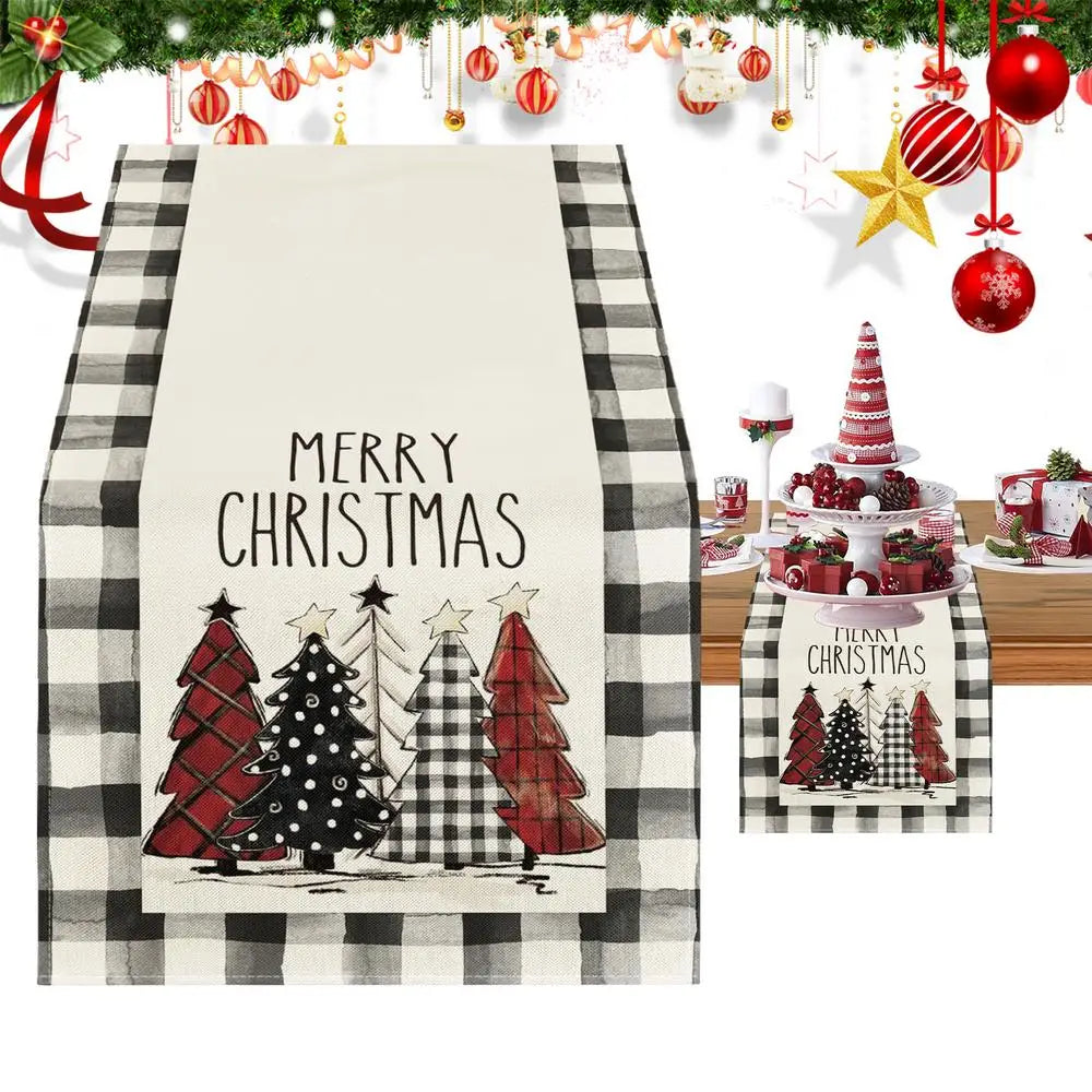 Christmas Table Runner Merry Christmas Table Decor Tablecloth 180x32cm Holiday Kitchen Dining Table Decoration Cloth Christmas