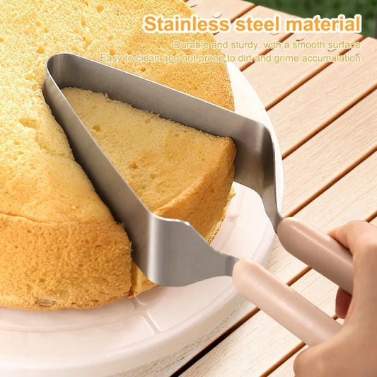 Stainless Steel Cake Lifter Set - Triangle Slicing Server, Layer Separator, and Transfer Tool for Even Portions, Non-Scratch (3-