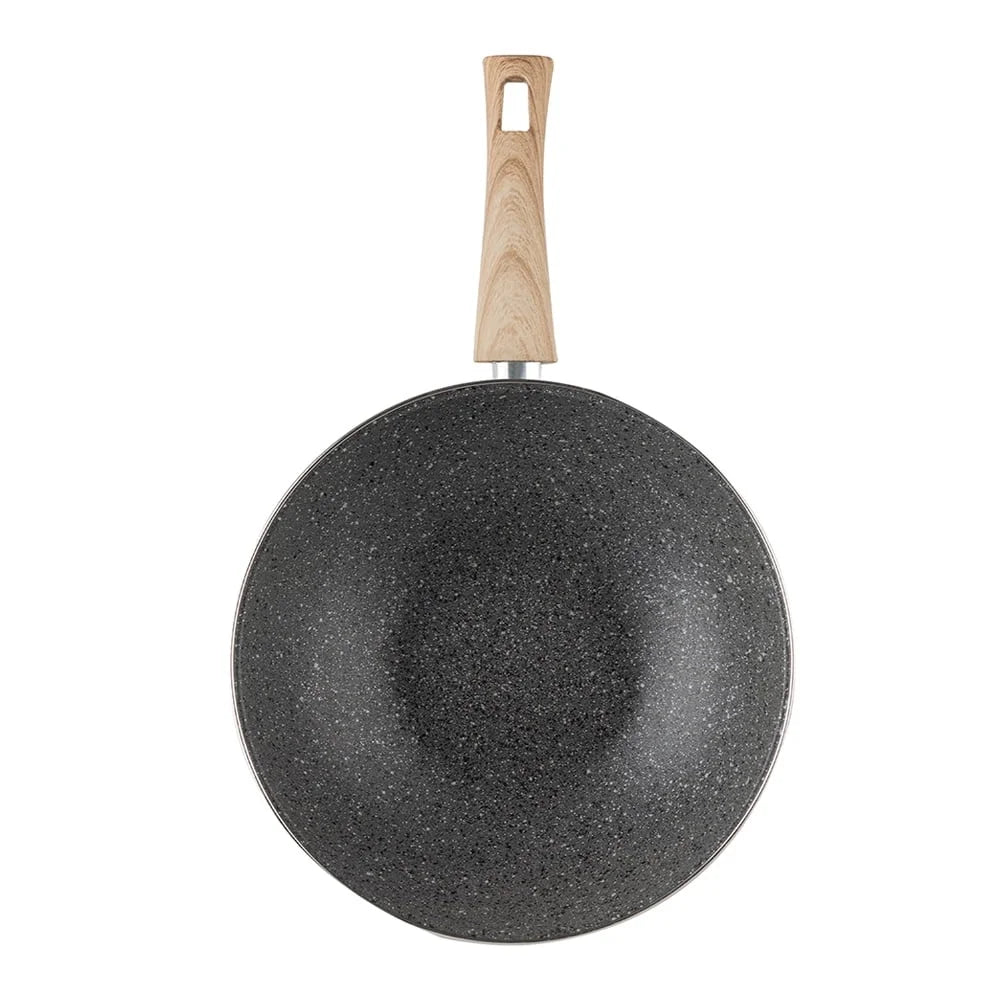 11 Inch Non-Stick Wok Heavy Duty Enamel Cookware Stir Fry Pan Dishwasher Safe Kitchen Essential Grill Oven Compatible