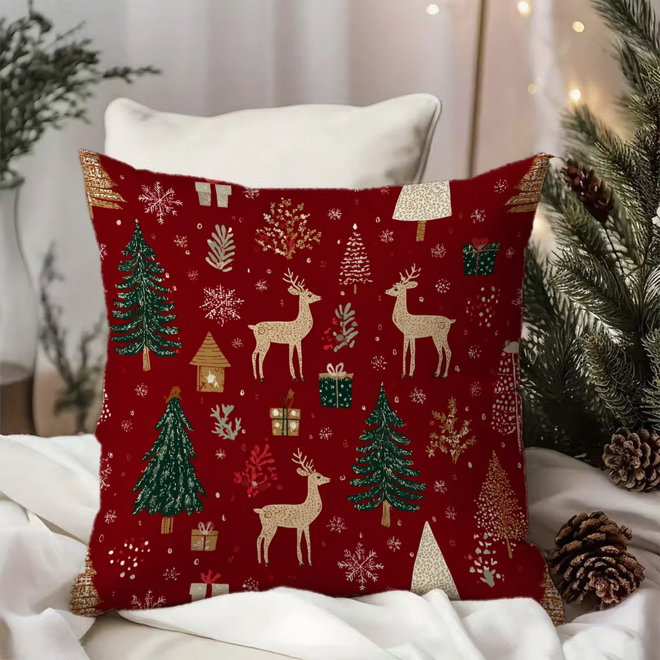 Festive Christmas Pillowcases DecorSuitable for sofa car bedroom decorative cushion cover pillow cover