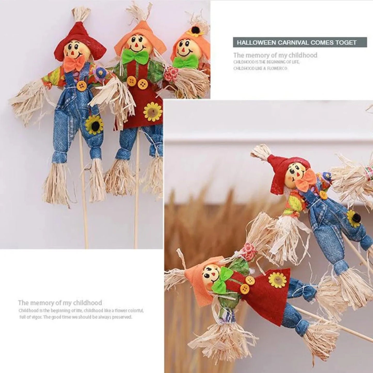 4pcs Halloween Decoration Scarecrow Cute Rural Small Scarecrow Party Ornaments Props Halloween Decorations DecoracióN Hogar