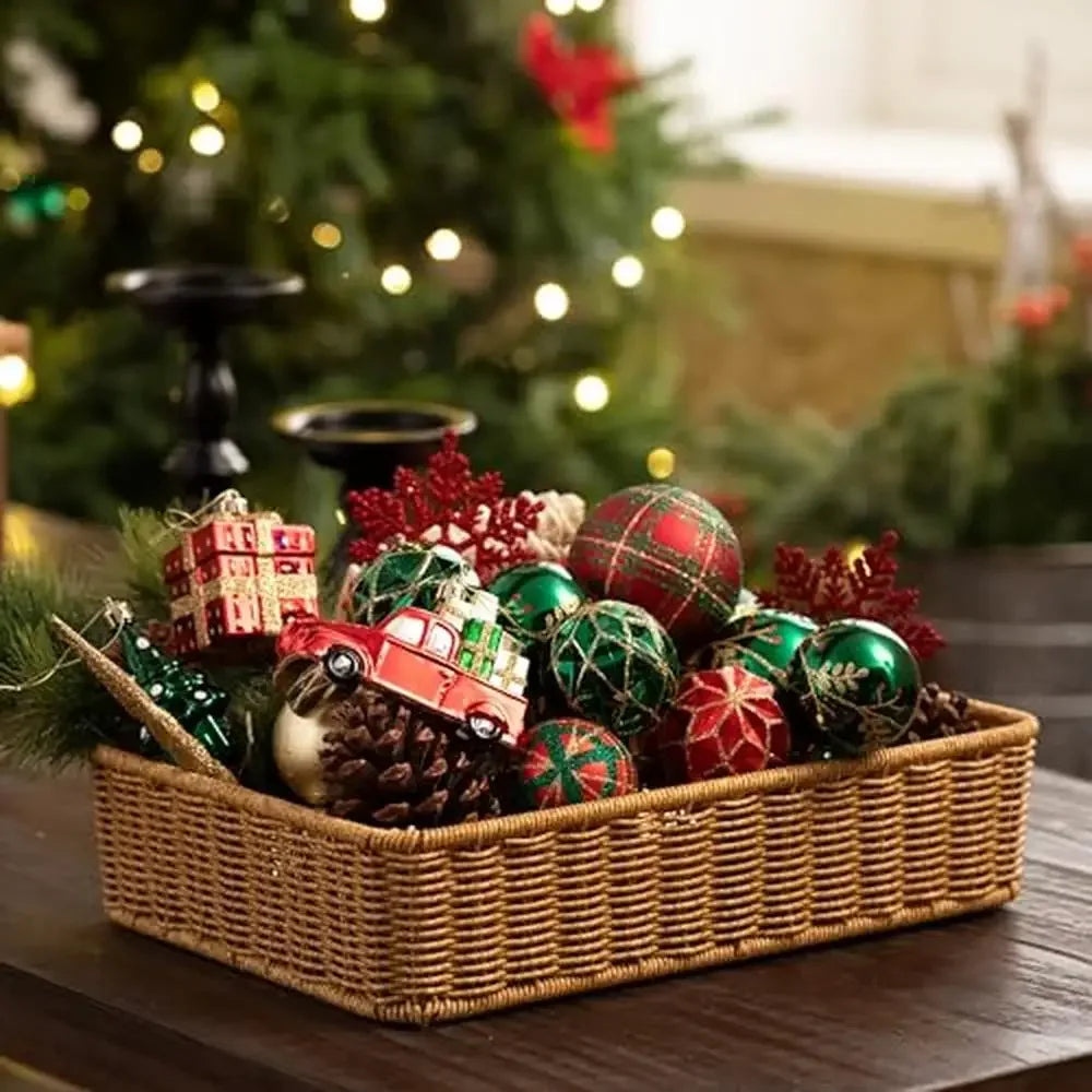 155ct Shatterproof Red Green Gold Christmas Ball Ornaments Set Traditional Country Decorations Bulk Festive Tree Holiday Hanging