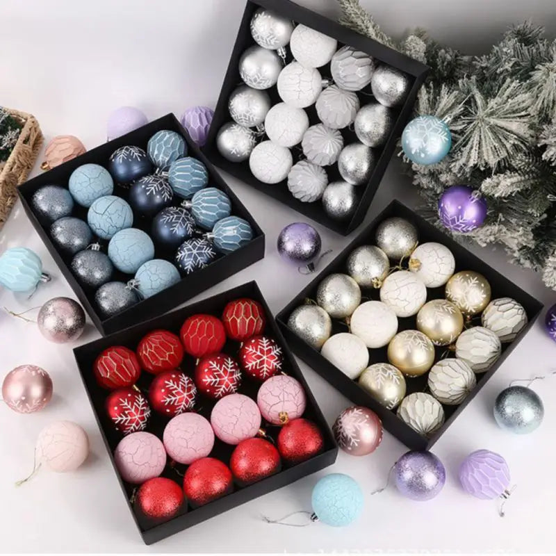 Hand Painted Christmas Ball Set Ornaments, 2.4 Inch Shatterproof Woven Fabric Ball Set for Xmas Tree Decor, Home Festival Decor