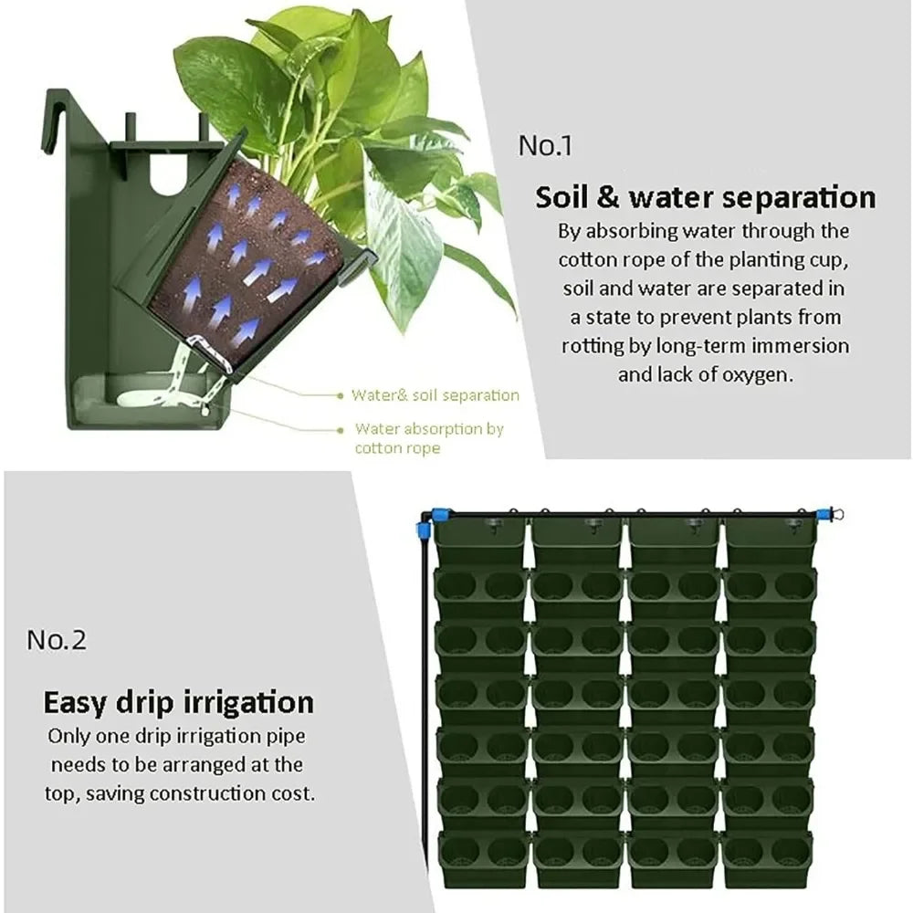Vertical Wall Planter - Stacking Planters for Outdoor Plants, Self-Watering Wall-Mounted Planter for Indoor/Outdoor Use