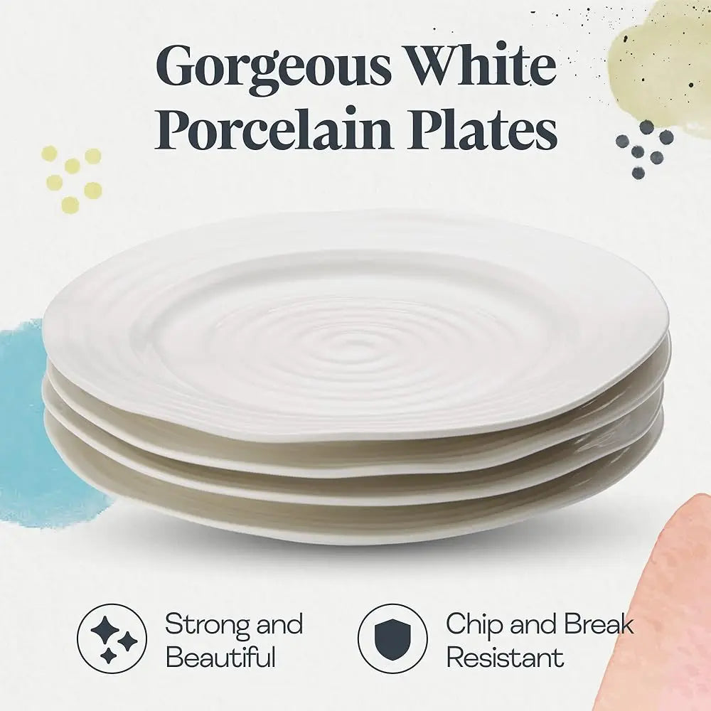 Sophie Conran White Dinner Plates | Set Of 4 | Dinner, Pasta, And Appetizer Plates | 11 H | Made From Porcelain | Microwave And