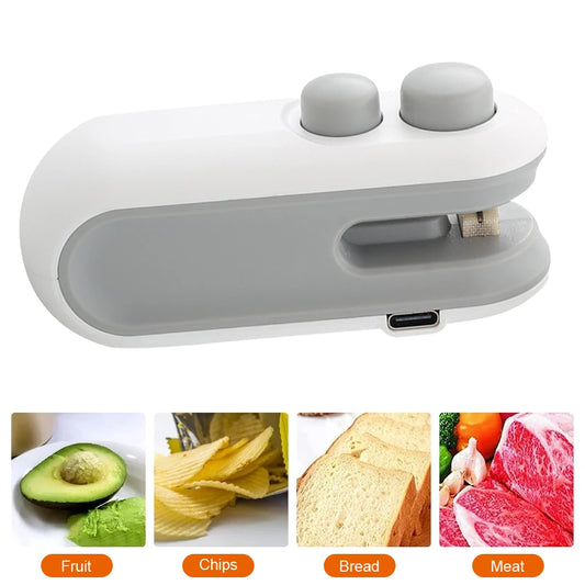 Mini Heat Bag Sealing Machine Rechargeable Food Sealer Clip Handheld Sealer Plastic Bag Heat Sealer for Food Storage