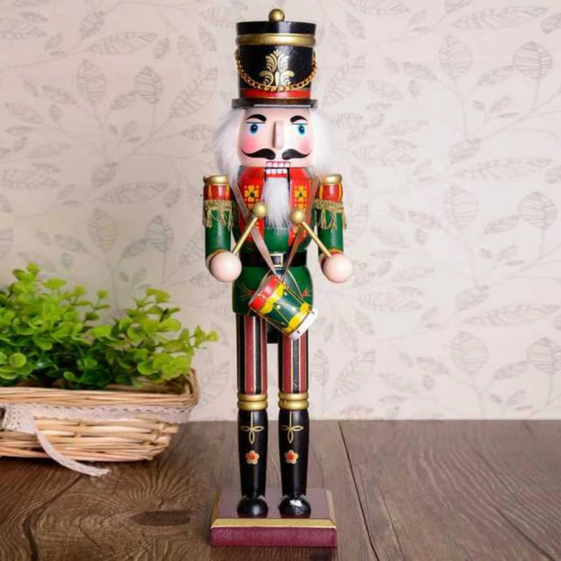 Nutcracker Puppet Soldier Setup Creative Display Craft Gifts Family Christmas Decor Soldier Doll Wooden Antique Puppet Display