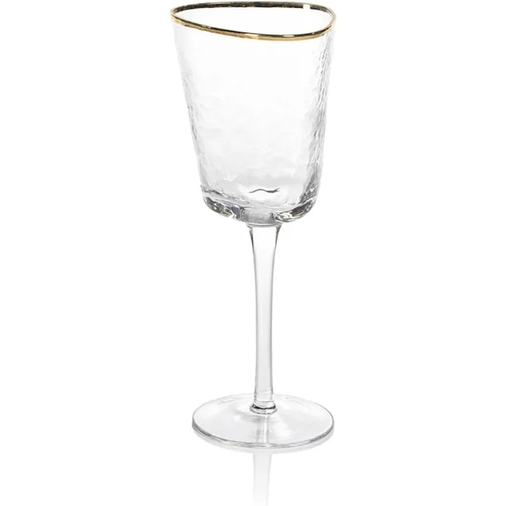 Amalfi Style Triangular Glassware Set with Gold Rims - 4 Piece Wine Glasses