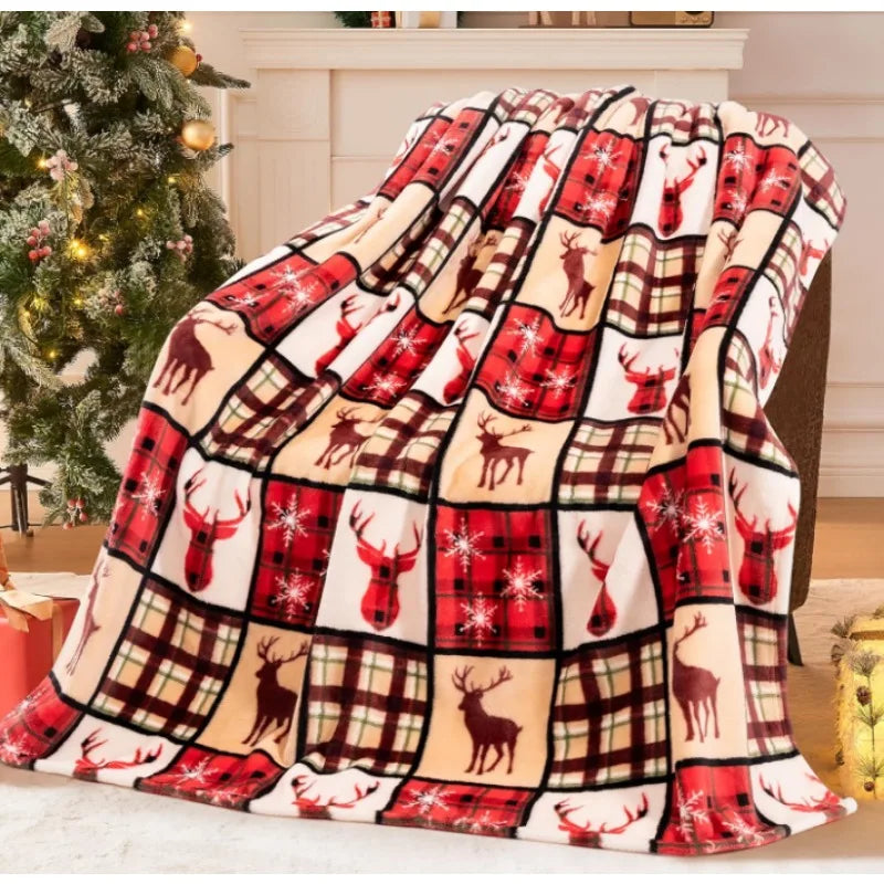 Christmas Blanket, Buffalo Plaid Christmas Throw Blanket for Sofa or Bed, Flannel Lap Blanket for Kids, Adults, Wife, Yourself