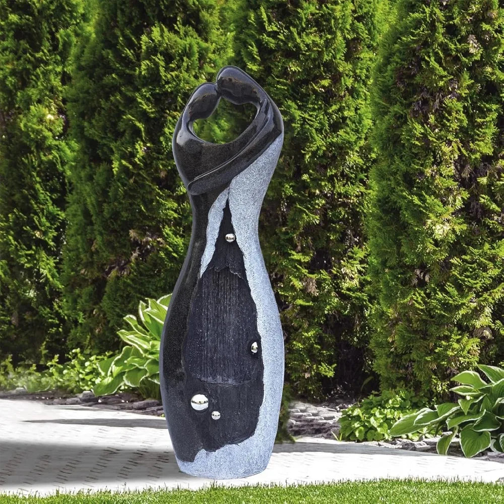Modern Waterfall Fountains Graceful Hugging Couple Gurgling Water Features Outdoor Indoor Garden
