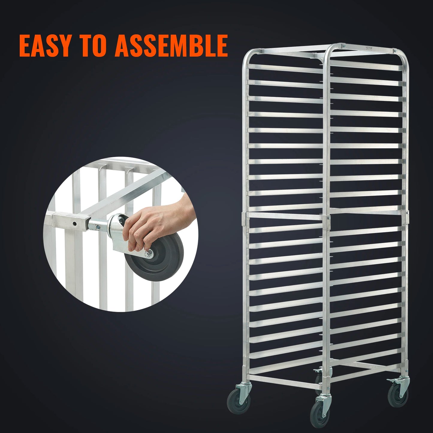 SucceBuy 10/20 Sheet Bun Pan Rack Commercial Bakery Racks with Brake Wheels Aluminum Racking Trolley Storage for Bread Baking