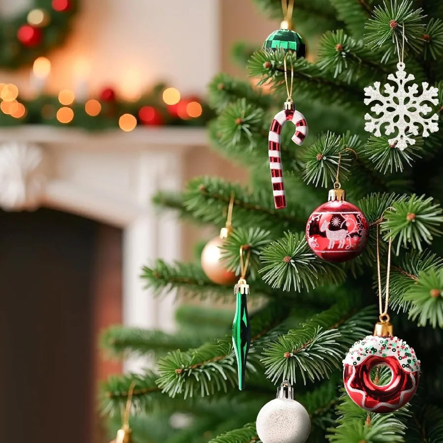 FestiveBliss 72 Pcs Christmas Ball Ornaments Colorful Variety Shatterproof Ornaments with Hanging Loops for Christmas Tree Deco