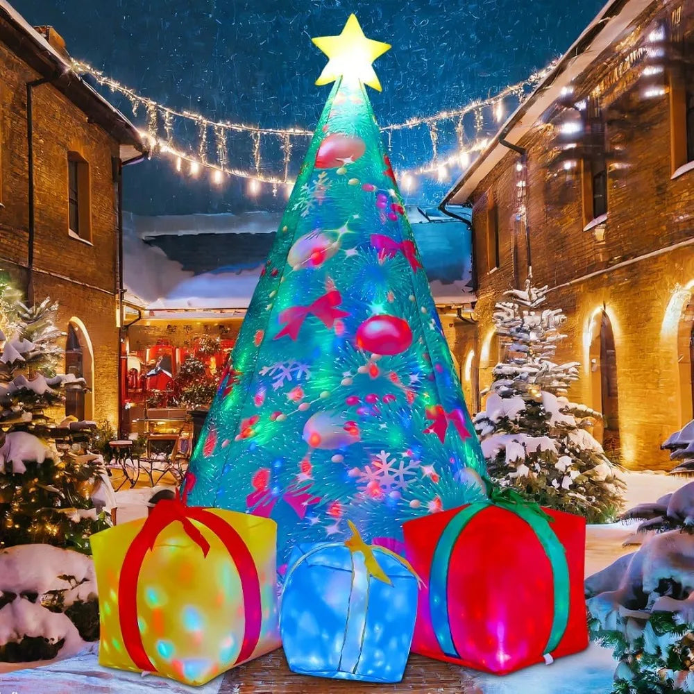Christmas Tree Outdoor Inflatable Decoration with Built-in LED Lights for Holiday Yard and Lawn