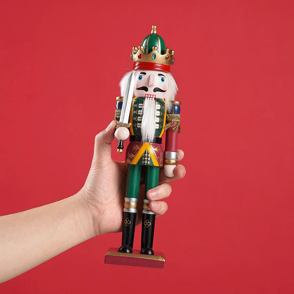 Christmas Nutcracker Soldier Puppet 30cm Handmade Craft Doll Office Desktop Decoration Children's Gift