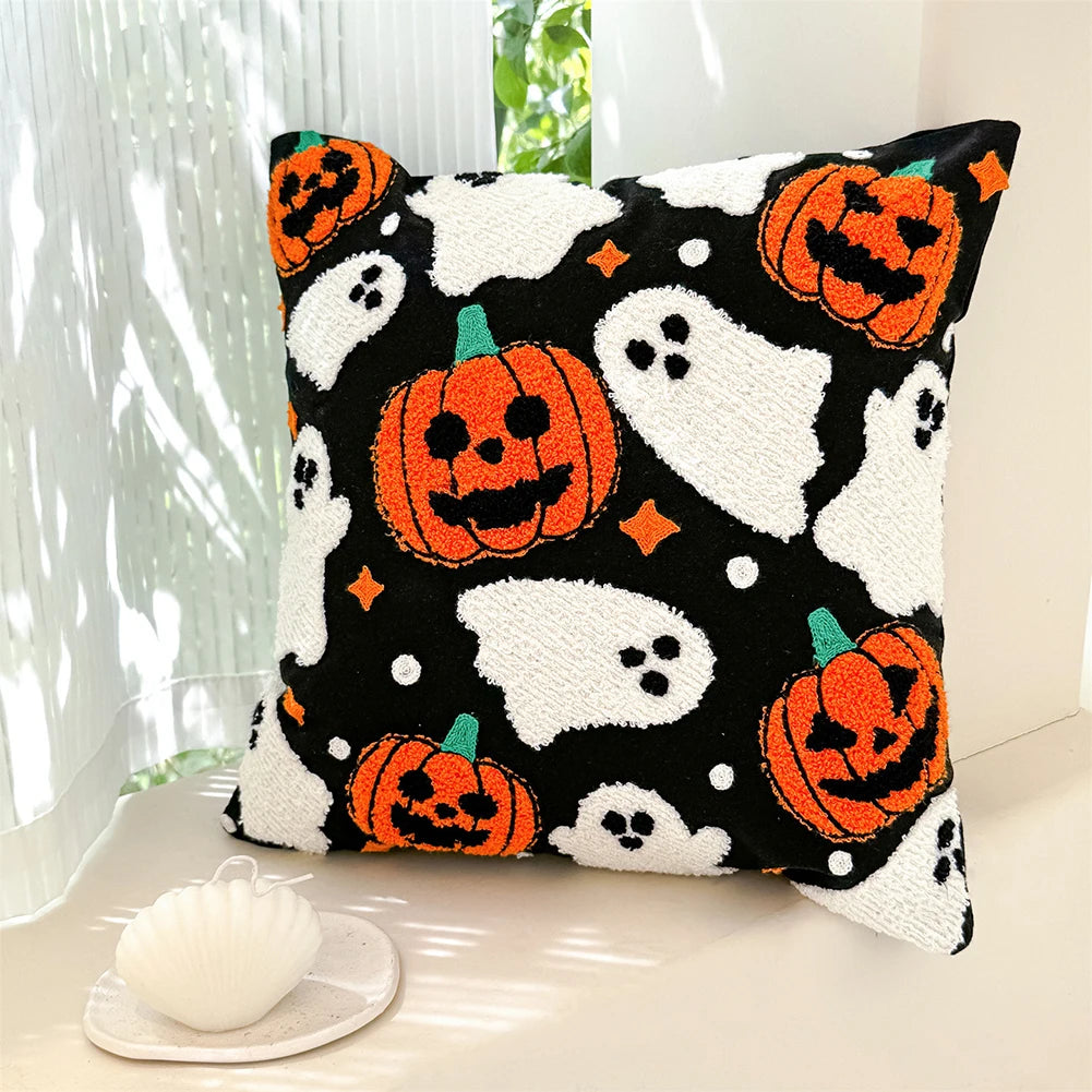 2PCS 45*45cm Halloween Pumpkin Cushion Cover Throw Pillow Cover Pumpkin Fall Decorative Soft Pillowcase for Couch Pillow