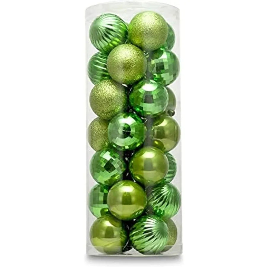 Small Size 28ct shatterproof Christmas Ball Orments in 4 Classic finishes for Christmas Tree Decoration Lime Green 1.57 Mini Si