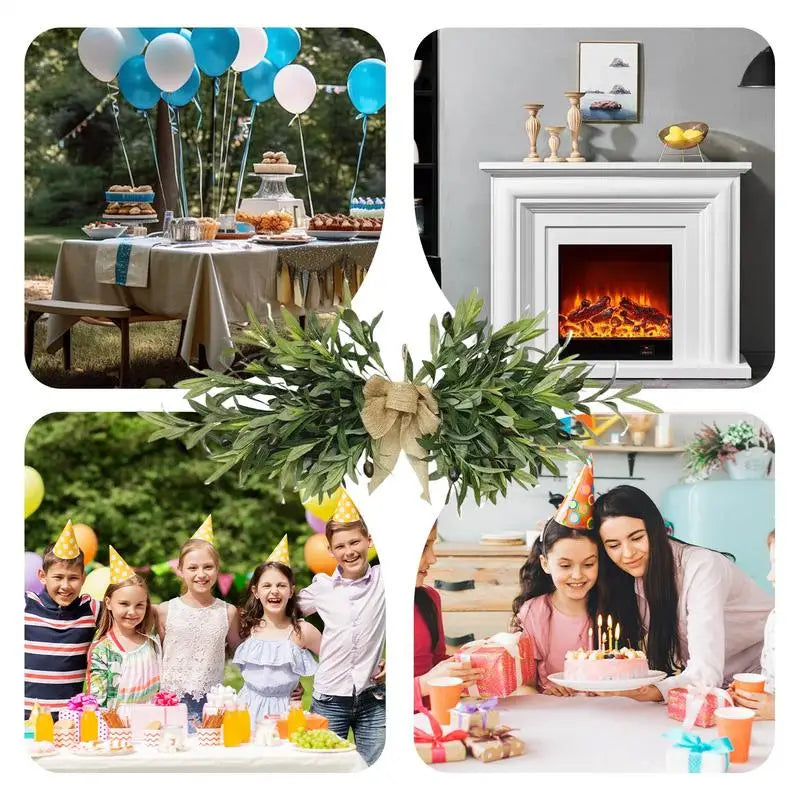 Artificial Olive Wreaths Garlands for Front Door with Olive Leaves All Season Greenery Wreath Christmas Spring Garland ornaments