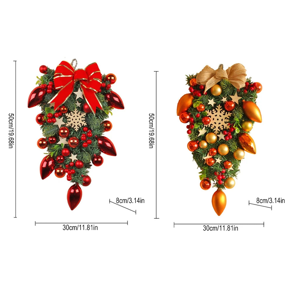 Christmas Ball Wreath Artificial Pine Cones Berry Garland for Front Door Wall Decor 2025 Christmas Wreath New Year Decorations