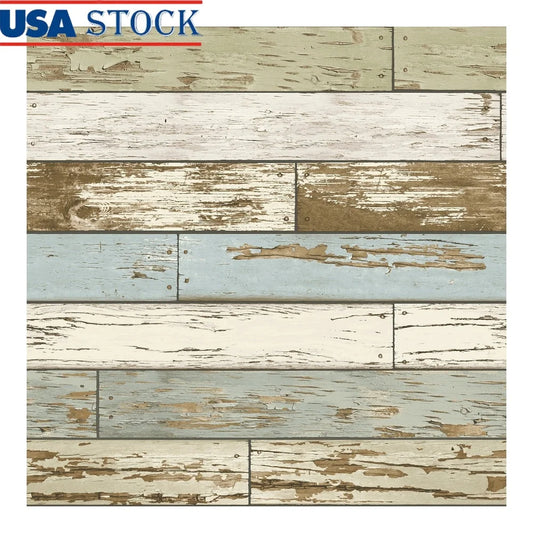 Vintage Wood Peel and Stick Wallpaper Distressed Vinyl Wall Covering Easy Application Home Decor Rental Friendly 30.75 sq ft